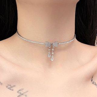 Choker Alloy Rhinestone Bow