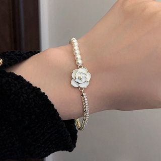 Bracelet Faux Pearl Alloy Floral