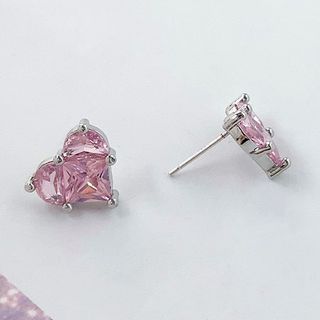 Heart Clip-On Rhinestone Earring Stud /