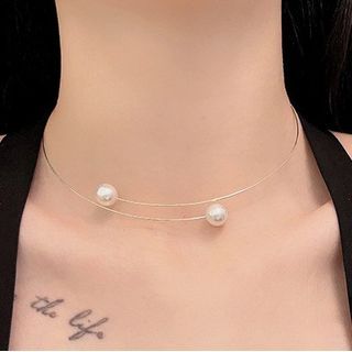 Alloy Choker Open Pearl Faux