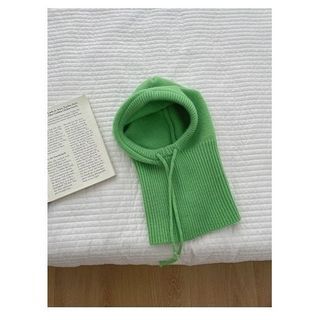 Drawstring Balaclava Plain Knit