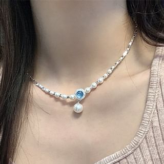 Choker Pendant Pearl Faux Rhinestone Alloy