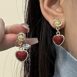 Drop Heart Faux Pearl Earring