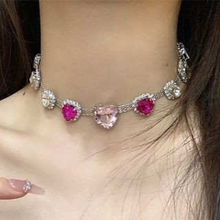 Heart Rhinestone Choker