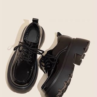 Platform Heel Lace-Up Shoes Chunky