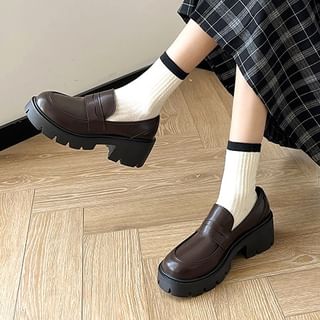 Faux Loafers Leather Platform