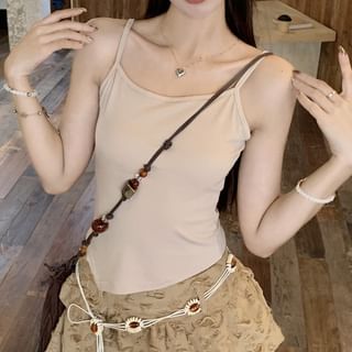 Sweater Skirt Waist Plain Cami A-Line Chain / Rise Top Mini Beaded Detail Mid Cropped Asymmetrical Distressed Tassel