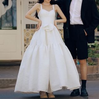 Spaghetti A-Line Gown Wedding Strap Plain