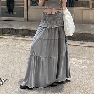 Rise Plain Shoulder Twist / Off Ruched Midi Top Skirt A-Line