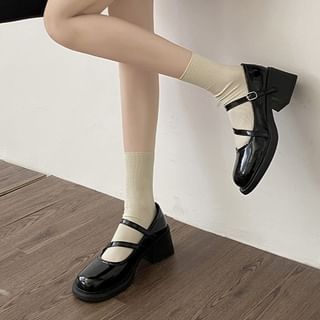 Mary Block Faux Pumps Jane Heel Pearl