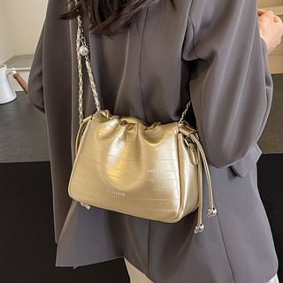 Bag Strap Faux Drawstring Chain Leather Crossbody