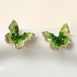 Stud Earring Butterfly Crystal Faux Alloy