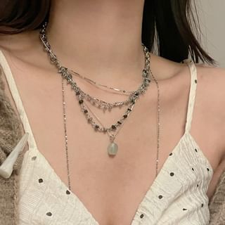 Alloy Choker Pendant Turquoise Layered