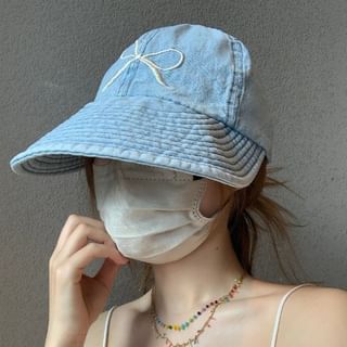 Cap Denim Bow Embroidered Baseball