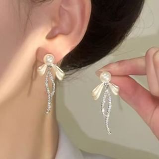 Bow Earring Rhinestone Drop