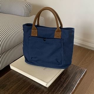 Bag Contrast Strap Canvas Tote