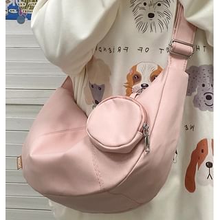 Zipper Purse With Crossbody Pouch Coin Plain