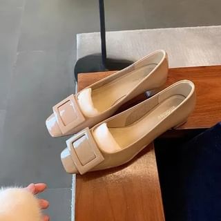 Square Pumps Buckled Heel Toe Chunky