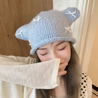 Ear Knit Beanie Animal Bow