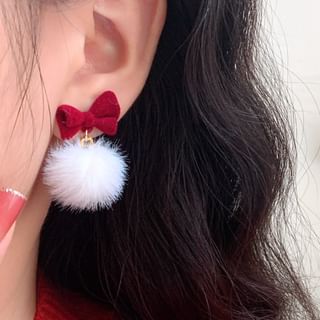 Drop Bow Earring Pom