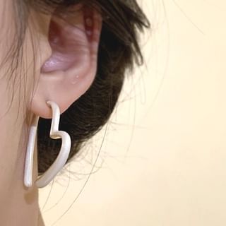 Heart Earring Open Glaze Alloy Hoop