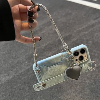 Heart Faux Leather Mirror Case Phone