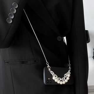 / Strap Pearl Case Phone Alloy Lanyard Faux