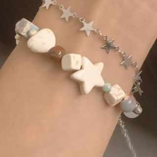 Alloy Faux Bracelet Gemstone Star Bead Layered Resin