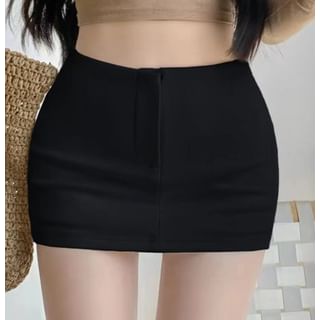 Mini Plain Pencil Skirt High Waist