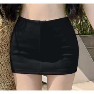 Mini Plain Pencil Skirt High Waist