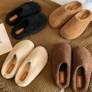 Fleece Platform Plain Mules
