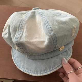 Denim Newsboy Cap Distressed Washed