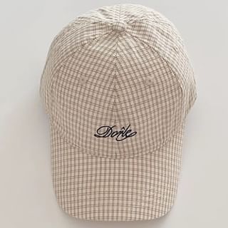 Embroidered Cap Baseball Plaid Lettering