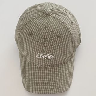 Embroidered Cap Baseball Plaid Lettering