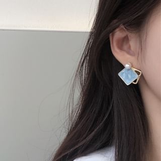 Earring Pearl Geometric Clip Faux On / Stud