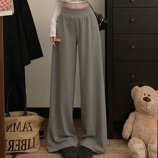 Wide Rise Plain High Leg Pants
