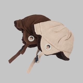 Knit Embroidered Cartoon Trapper Hat