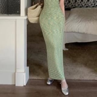 Pencil Melange Knit Maxi Rise / Top Camisole High Skirt