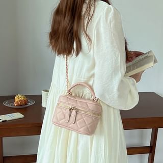 Crossbody Faux Quilted Zip Plain Leather Bag