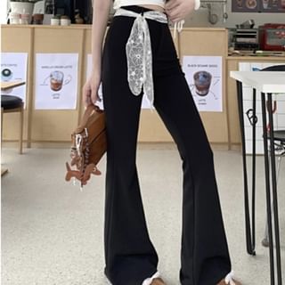 Plain Waist Bootcut Pants High