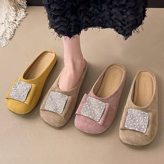 Mules Flat Round Toe Rhinestone