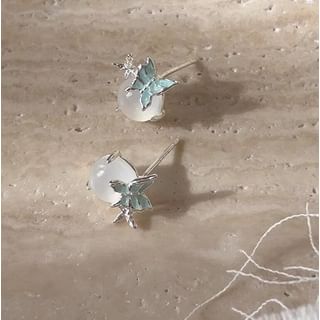 Earring Butterfly Enamel Cabochon Stud