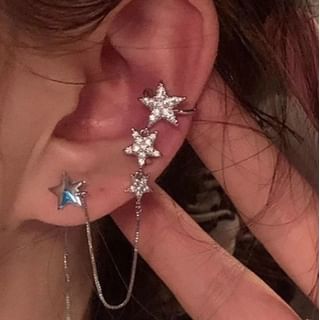 Ear Star with Earring Rhinestone Cuff