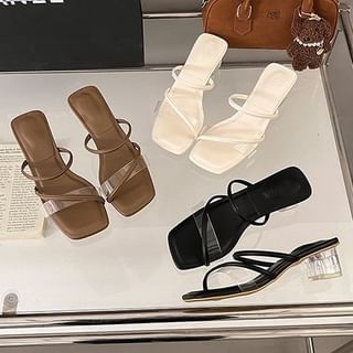 PVC Heel Slide Sandals Low Square Toe