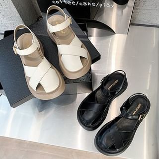 Platform Faux Sandals Leather