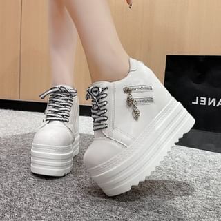 Zip Wedge Panel Sneakers Hidden Platform