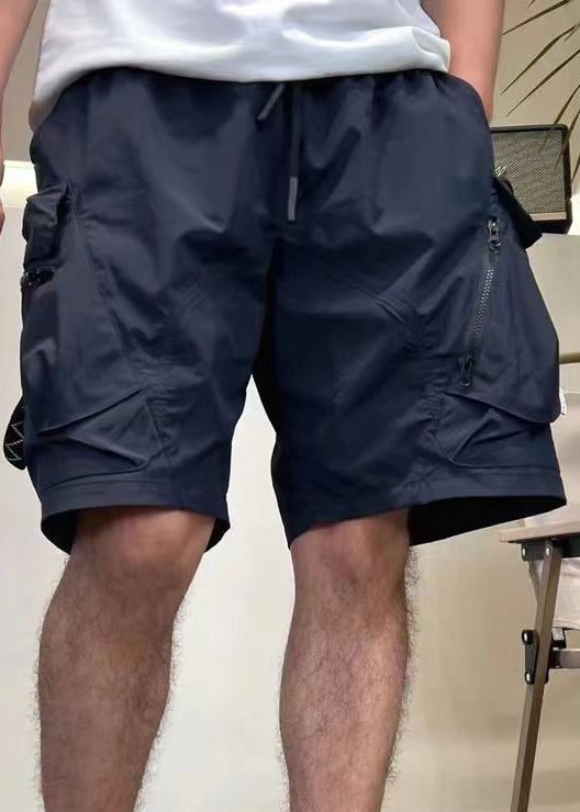 Elastic Loose Zip Pockets Green Summer Cotton Up Waist Mens Army Shorts