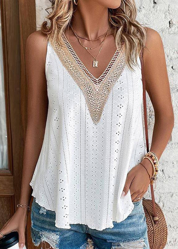 Out Sleeveless Hollow Pink Loose Thin Tank