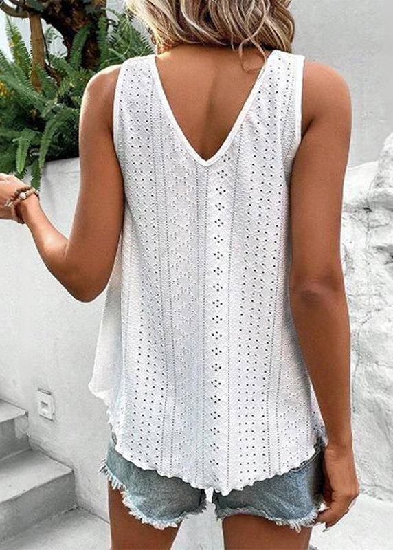 Out Sleeveless Hollow Pink Loose Thin Tank