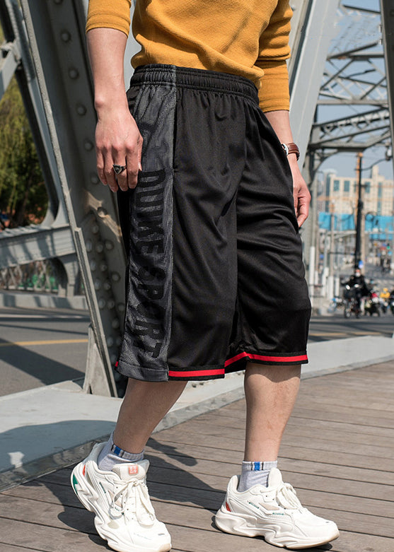 Basketball White Loose Pockets Waist Patchwork Summer Elastic Shorts Men